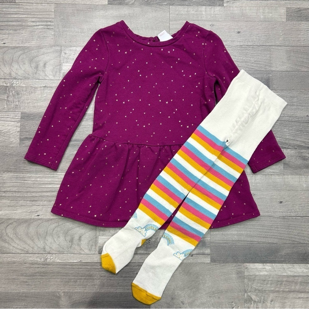 CIRCO Toddler Girls Maroon Star Sweater Dress with Thighs 4T